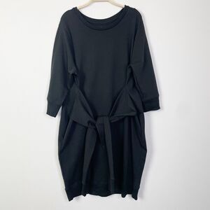 Universal Standard Misa Tie Sweatshirt Dress Crew Neck Black Size S US XL /‎ 1X